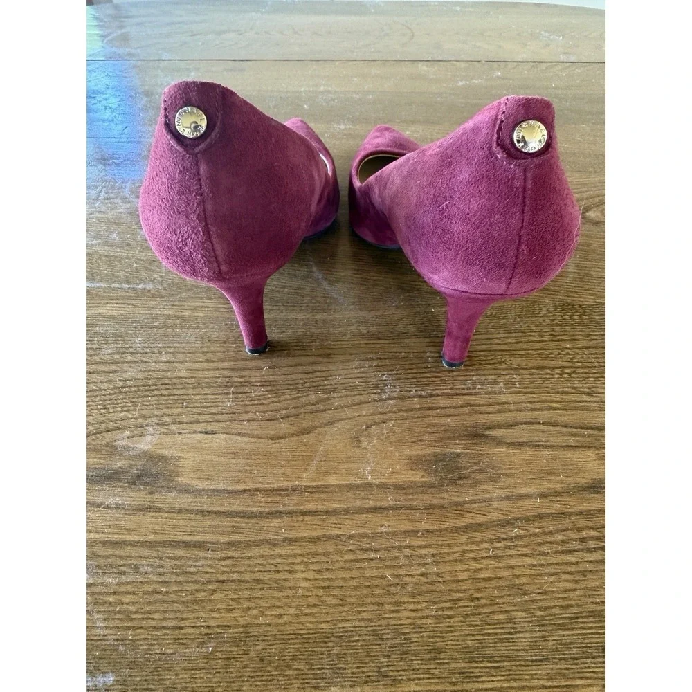 Michael Kors Burgundy Suede Pointed Toe Mid Heel Pumps Size 7.5M 2.5 Inch Heel